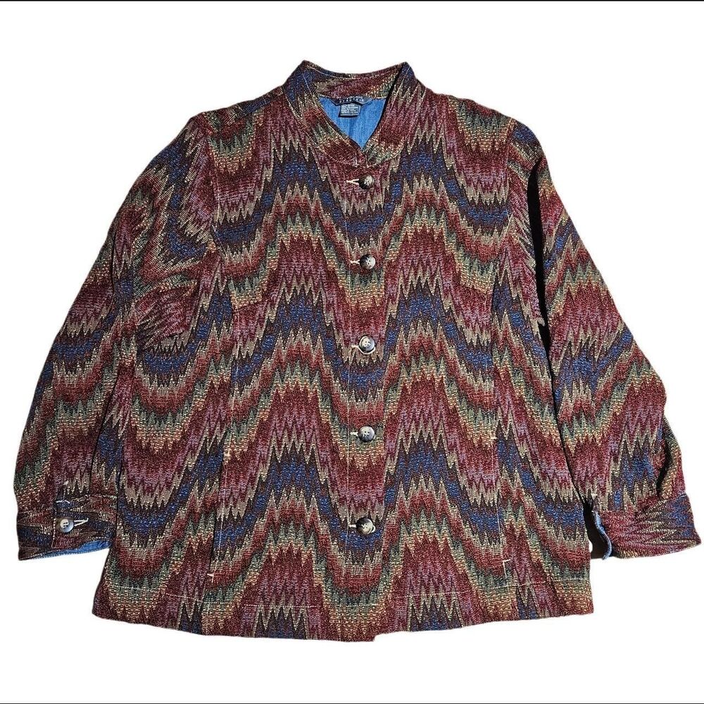 90s y2k boho festival wavy pattern tapestry jacket